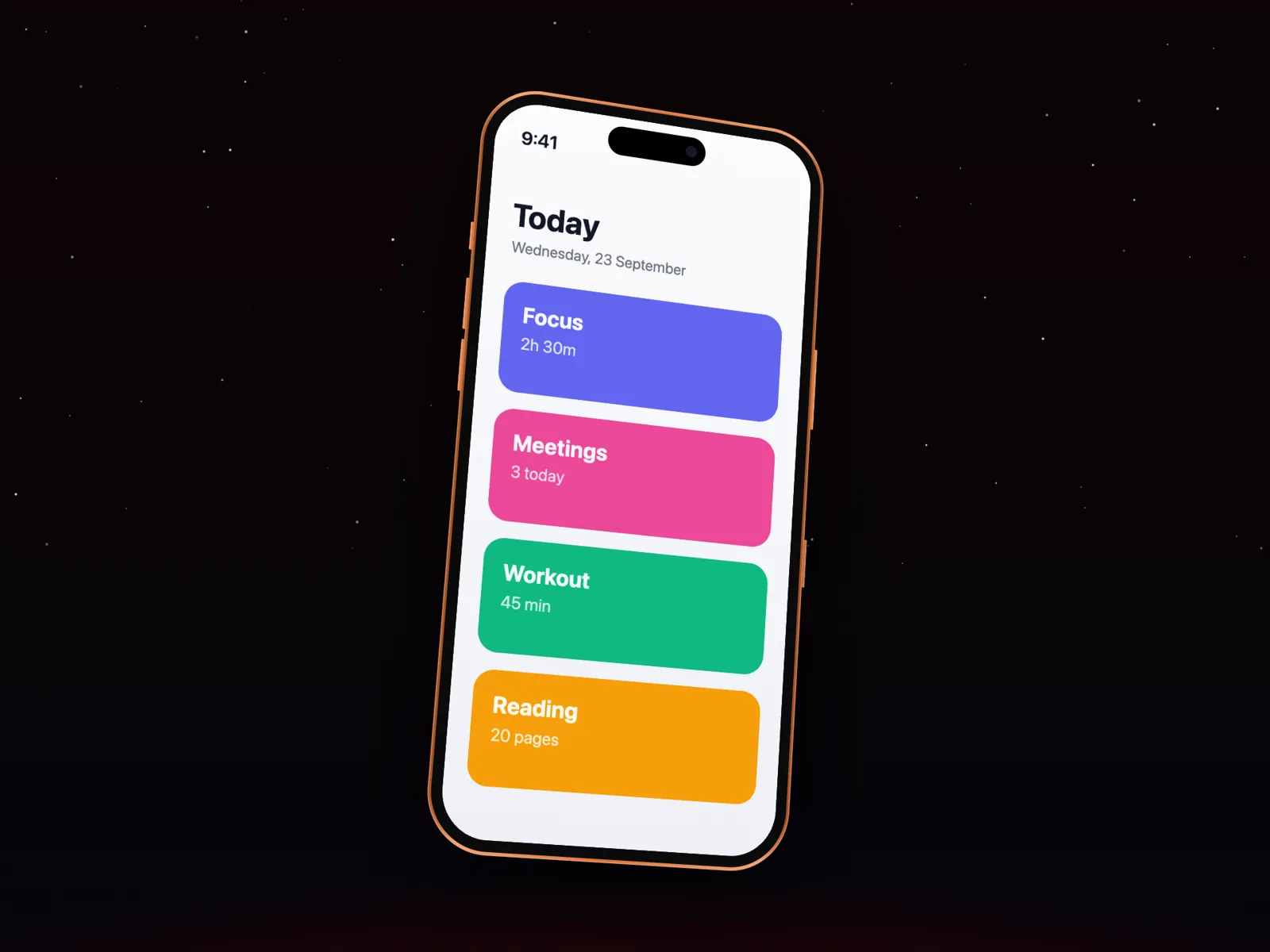 An iPhone 17 Pro in Cosmic Orange against a night sky