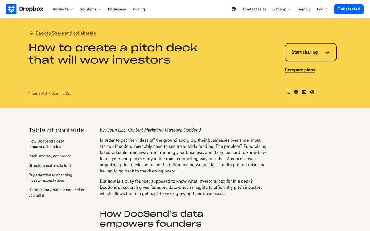 DocSend's article on how to create a pitch deck that will wow investors